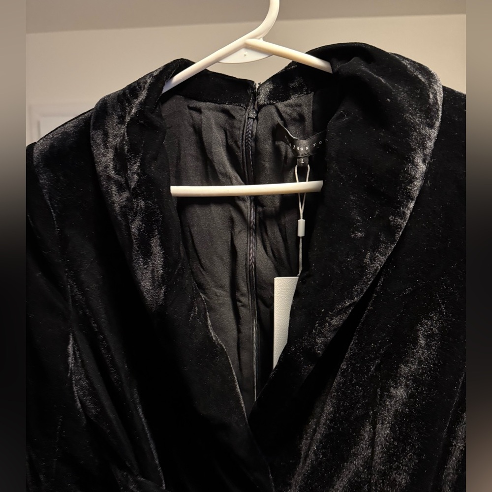 NWT Black Velvet Mini Dress - Picture 4 of 9